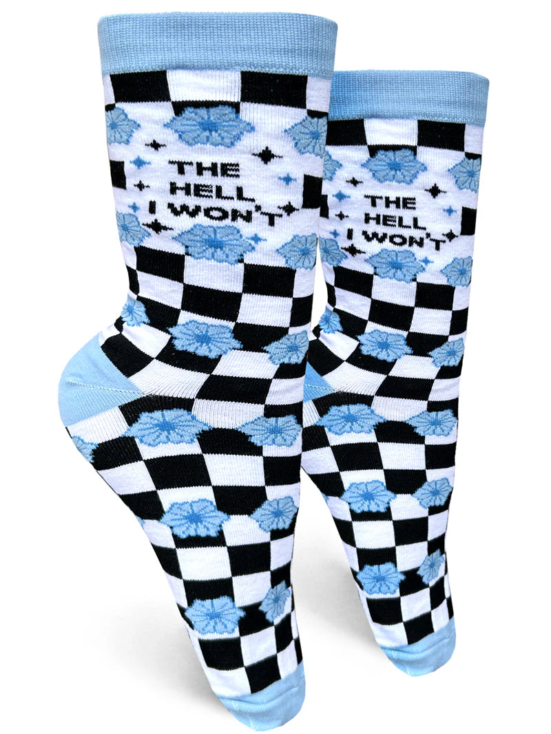 funny socks with puns-The Hell I Wont Crew Sock