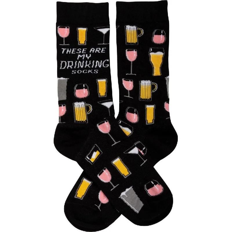 breathable wool socks for fall-These Are My Drinking Socks Black Colorful Funny Novelty Socks with Cool Design, Bold/Crazy/Unique Specialty Dress Socks