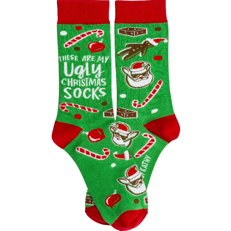 quick-dry socks for water sports-These Are My Ugly Christmas Socks | Funny Novelty Socks with Cool Design | Bold/Crazy/Unique Dress Socks