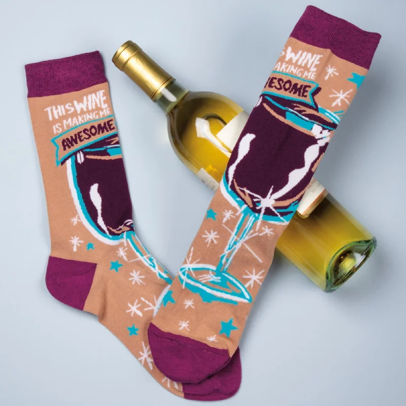 cushioned socks for weightlifting-This Wine Is Making Me Awesome Funny Novelty Socks