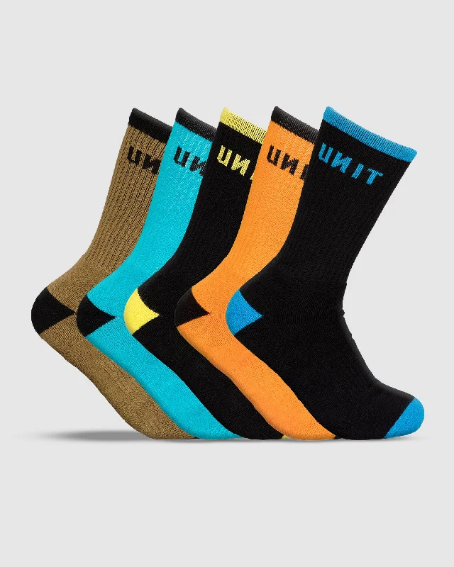 colorful socks with star patterns-UNIT Mens React Bamboo Socks - 5 Pack