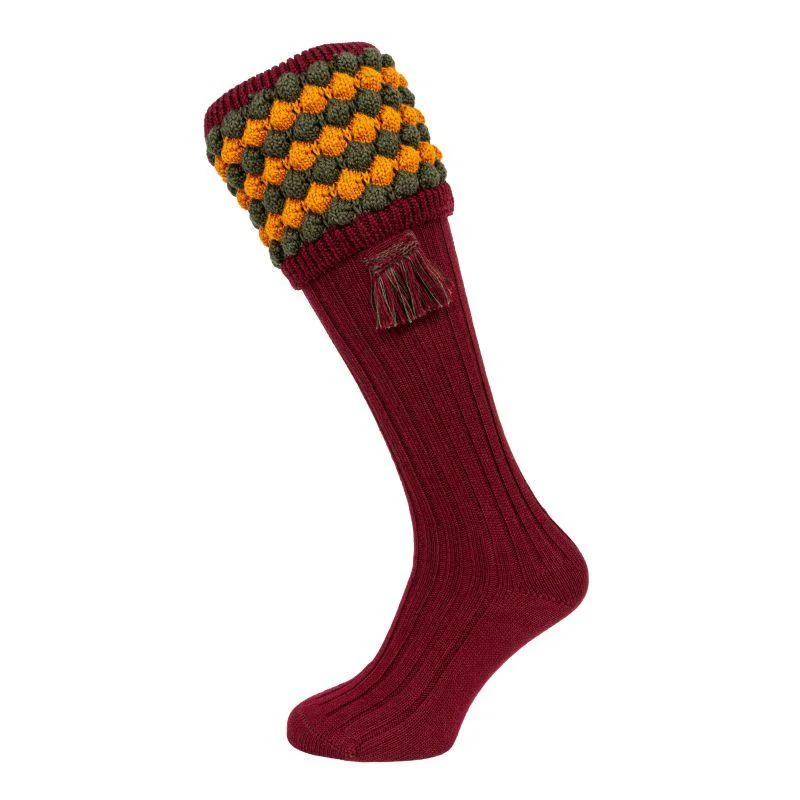 supportive socks for pregnant women-William Powell Angus Mens Merino Shooting Socks with Garters - Burgundy