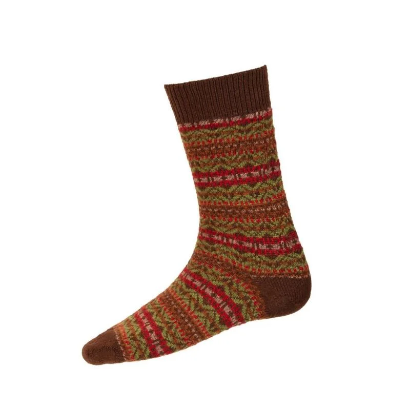 cute unicorn socks for girls-William Powell Fairisle Mens Merino Socks  - Walnut