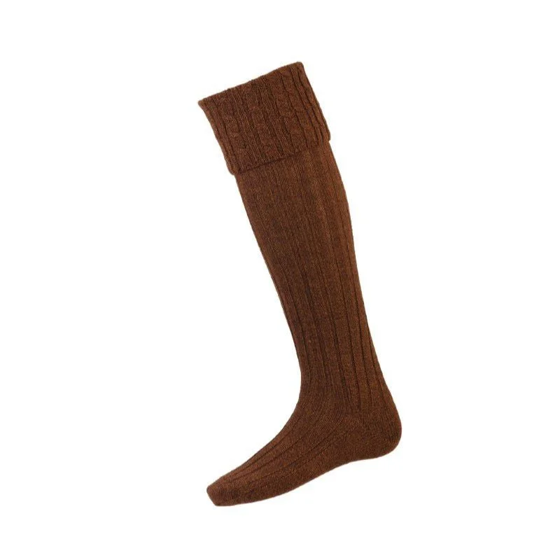 cute bear socks for kids-William Powell Harris Mens Merino Shooting Socks (Wider Fit) - Bronze