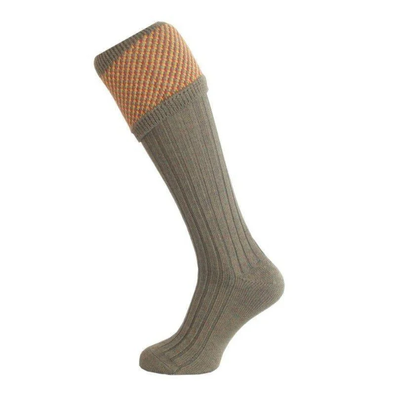 cushioned hiking socks for mountains-William Powell Tayside Mens Merino Shooting Socks - Bracken