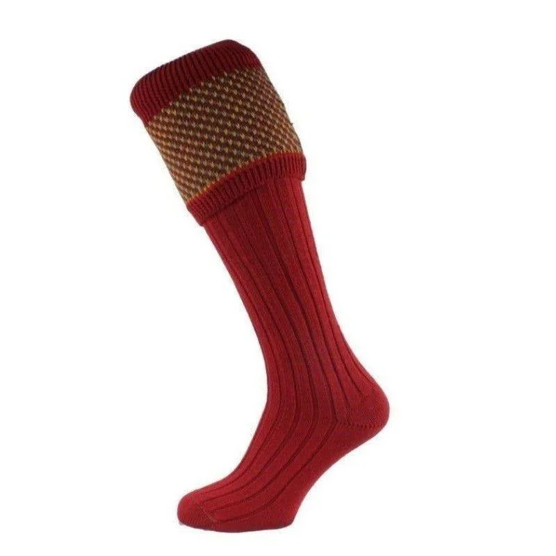 colorful galaxy socks for space lovers-William Powell Tayside Mens Merino Shooting Socks - Brick Red