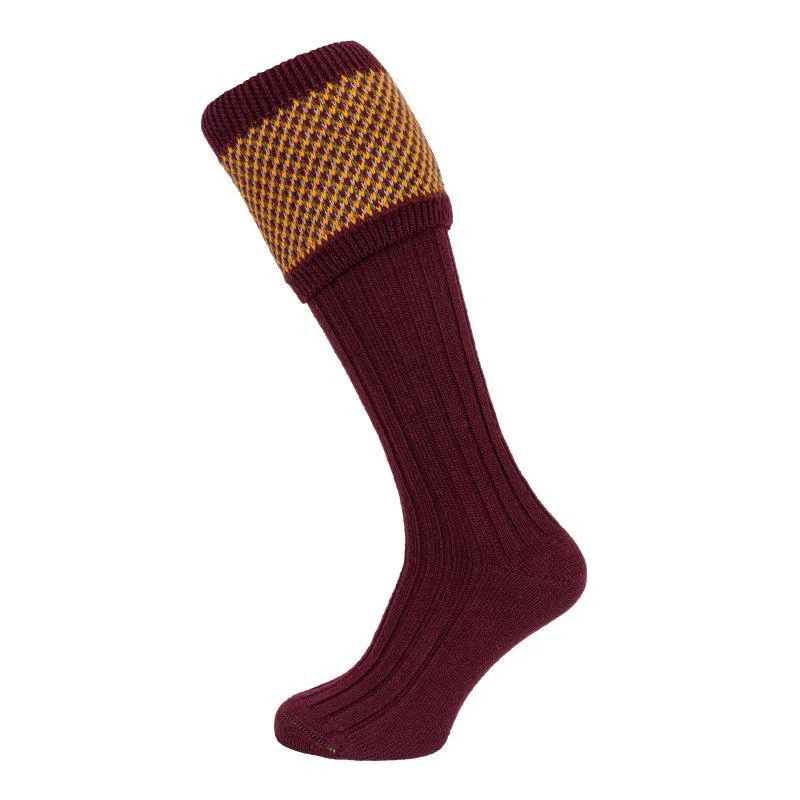 breathable bamboo socks for yoga-William Powell Tayside Mens Merino Shooting Socks - Mulberry