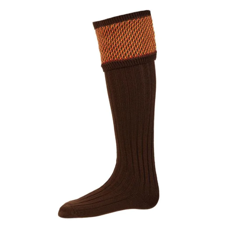 trendy metallic socks for parties-William Powell Tayside Mens Merino Shooting Socks - Walnut