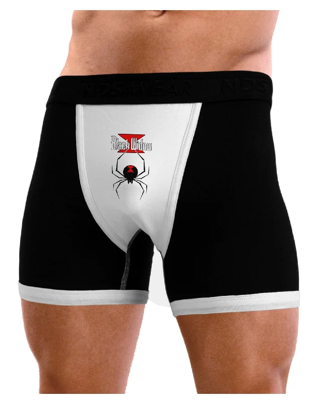 funny penguin boxers for winter-Black Widow Spider Design - Logo Mens Boxer Brief Underwear