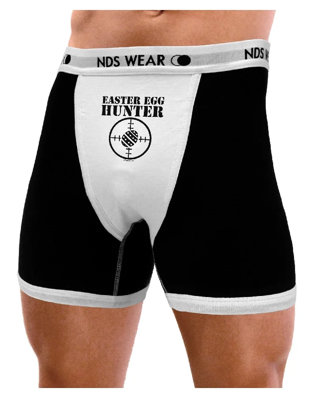 soft cotton trunks for lounging-Easter Egg Hunter Black and White Mens Boxer Brief Underwear by TooLoud