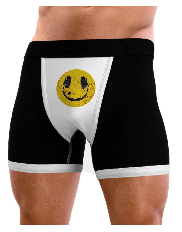 eco-friendly trunks for minimalists-EDM Smiley Face Mens Boxer Brief Underwear by TooLoud