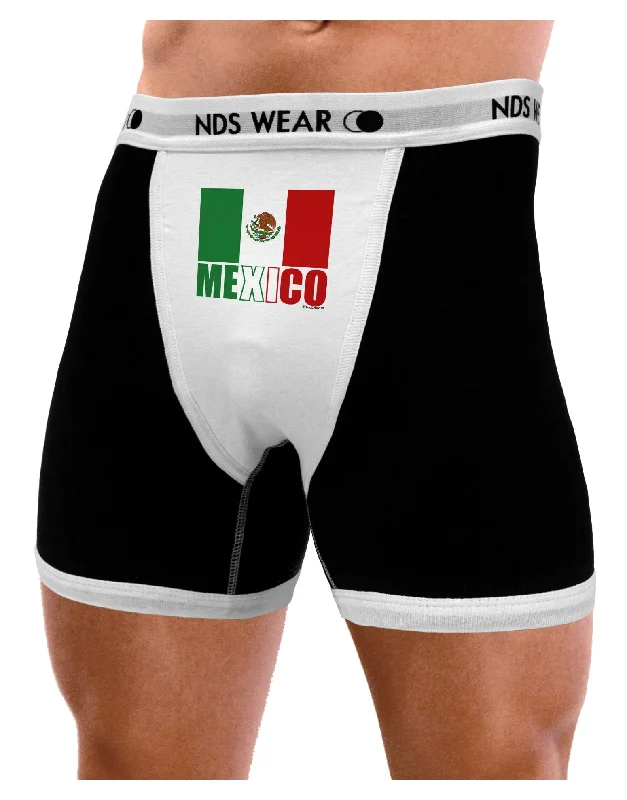 breathable cotton trunks for office-Mexican Flag - Mexico Text Mens Boxer Brief Underwear by TooLoud