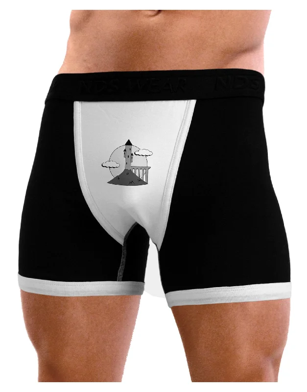 festive St. Patrick’s Day boxers-Moonlit  Wizard Tower - Grayscale Mens Boxer Brief Underwear