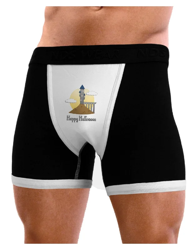 stretchy trunks for active days-Moonlit  Wizard Tower - Happy Halloween Mens Boxer Brief Underwear