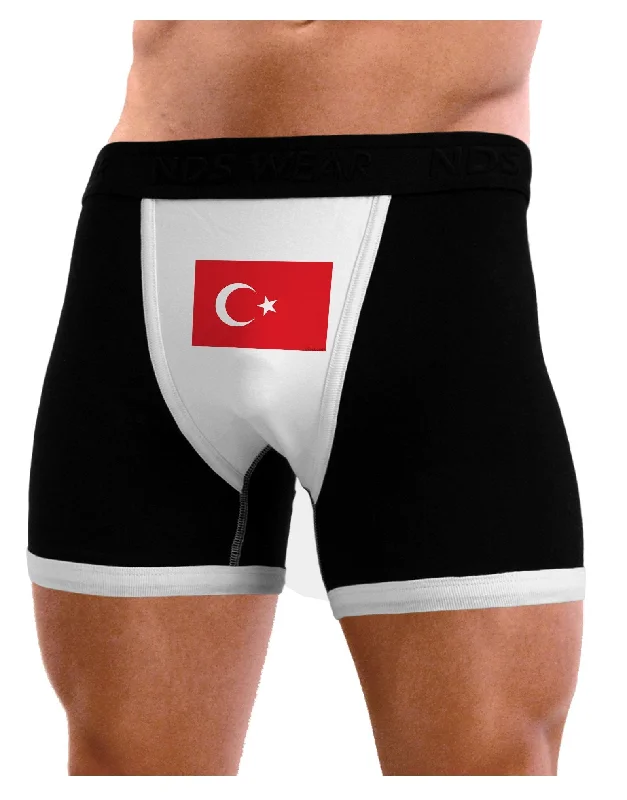 cozy cotton boxers for sleep-Turkey Flag Mens Boxer Brief Underwear by TooLoud