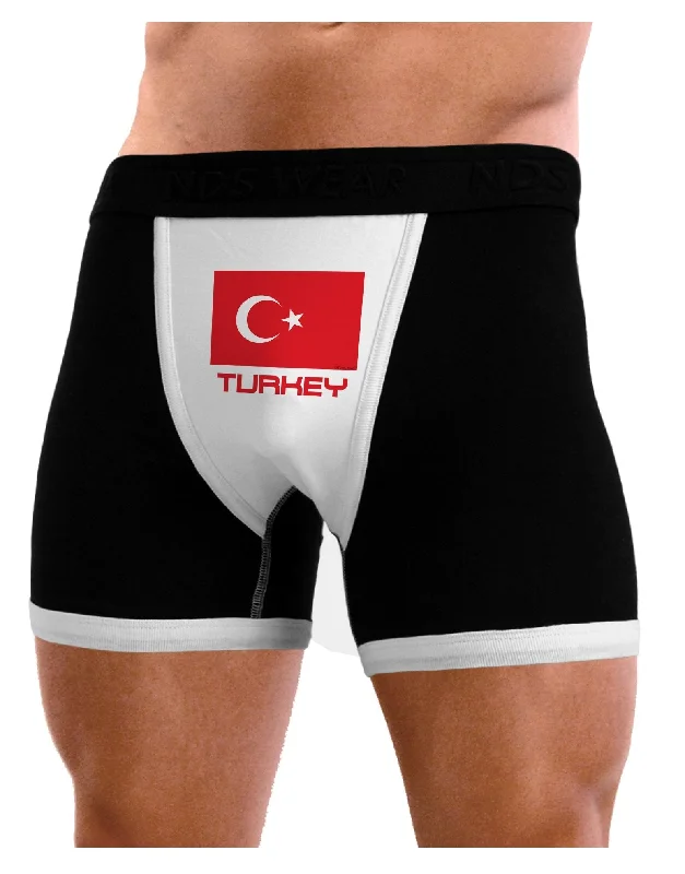 festive holiday boxers for men-Turkey Flag with Text Mens Boxer Brief Underwear by TooLoud