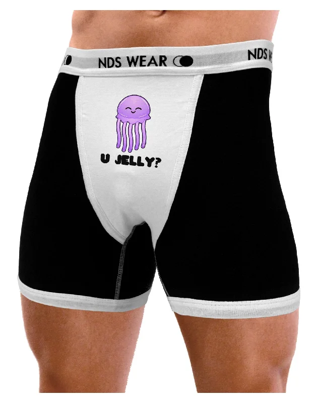 eco-conscious briefs with recycled yarn-U Jelly Cute Jellyfish Mens Boxer Brief Underwear by TooLoud