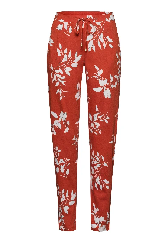 festive Easter pajama pants-Sleep And Lounge Cotton Blend Drawstring Pants | Tangerine Flowers 74845-2159