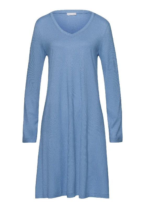 breathable pajamas for long flights-Sleep And Lounge TENCEL™ and Cotton Nightgown | Endless Blue 74847-2533