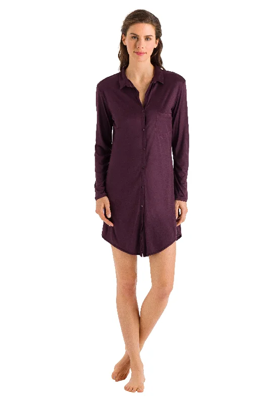 extra-wide pajamas for comfort-Grand Central TENCEL™ and Silk Sleep Shirt| Prune Purple 77420-1491