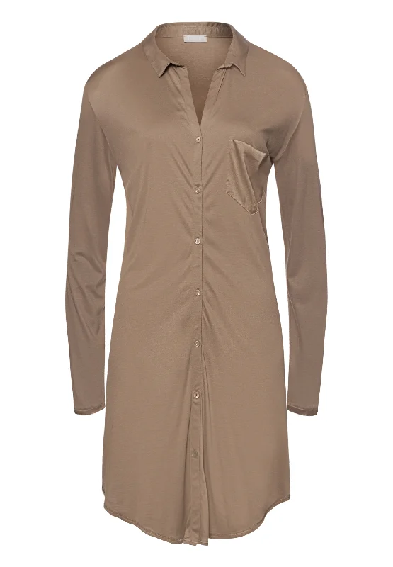 thick pajama sets for cold snaps-Grand Central TENCEL™ and Silk Sleep Shirt | Taupe 77420-2847