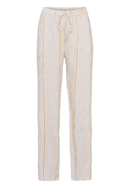 anti-slip pajama sets for safety-Sleep And Lounge Woven Long Pant | Safari Stripe 77617-2008