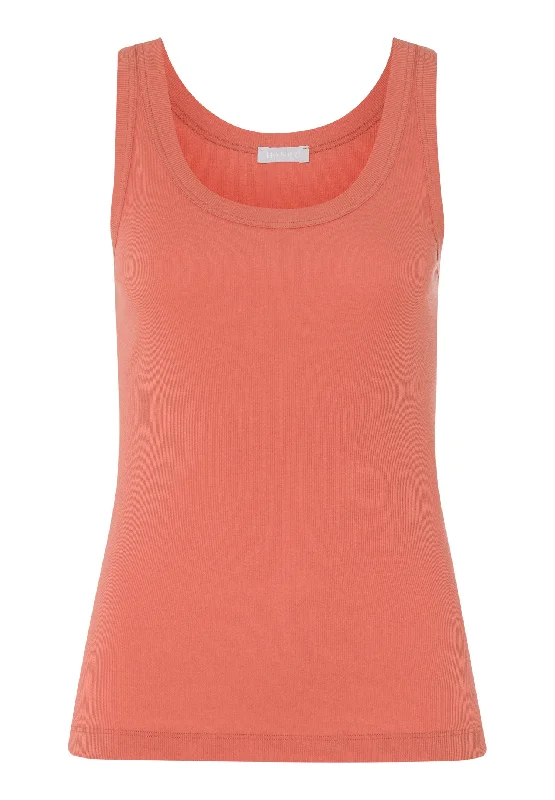 thick pajamas for icy weather-Sleep And Lounge Ribbed Cotton Tank Top | Apricot Brandy 77751-2294