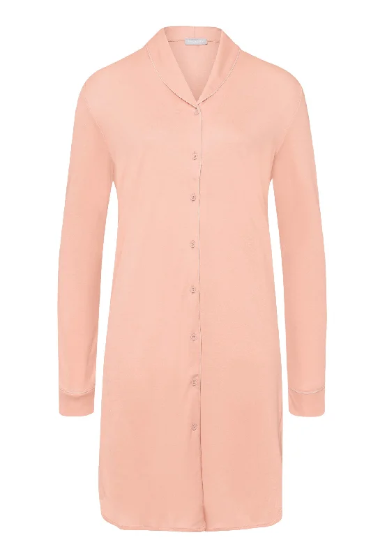 breathable wool pajamas for fall-Natural Comfort TENCEL™ Button Front Sleep Shirt | Blush 77964-1359