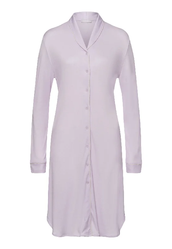 elegant pajama tops for guests-Natural Comfort TENCEL™ Button Front Sleep Shirt | Lilac Fog 77964-2464