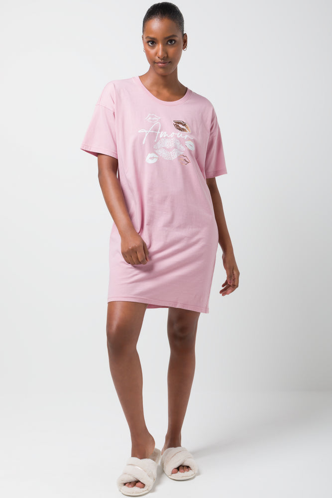 cute cat pajamas for pet lovers-Amour Sleepshirt Pink