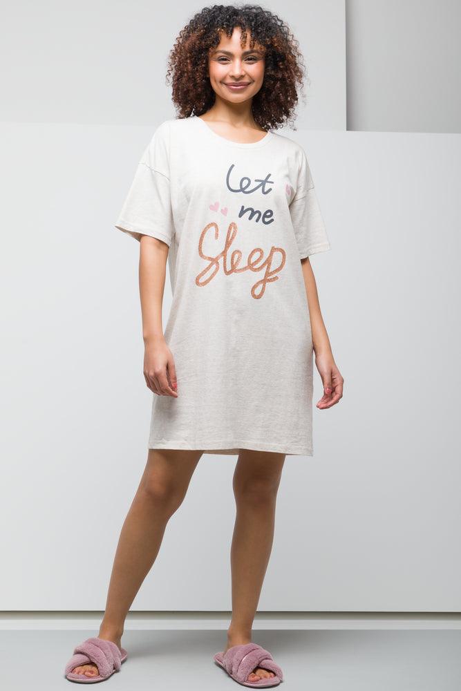 quirky pizza print pajamas-Basic Sleepshirt Let Me Sleep