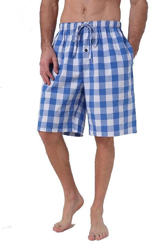 warm pajama pants for ski trips-CYZ Men's 100% Cotton Plaid Woven Pajama Shorts Lounge Shorts Sleep Shorts