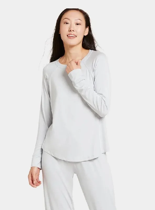 supportive pajama tops for nursing-Dove Grey Goodnight Women's Bamboo Raglan Sleep Top