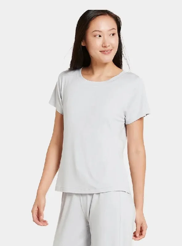 quick-dry pajamas for camping-Dove Grey Goodnight Women's Bamboo Sleep Tee