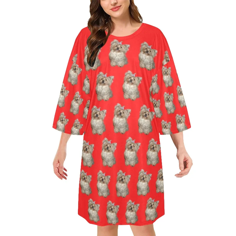 cozy pajamas for home evenings-Minnie Oversized Sleep Shirt- Red