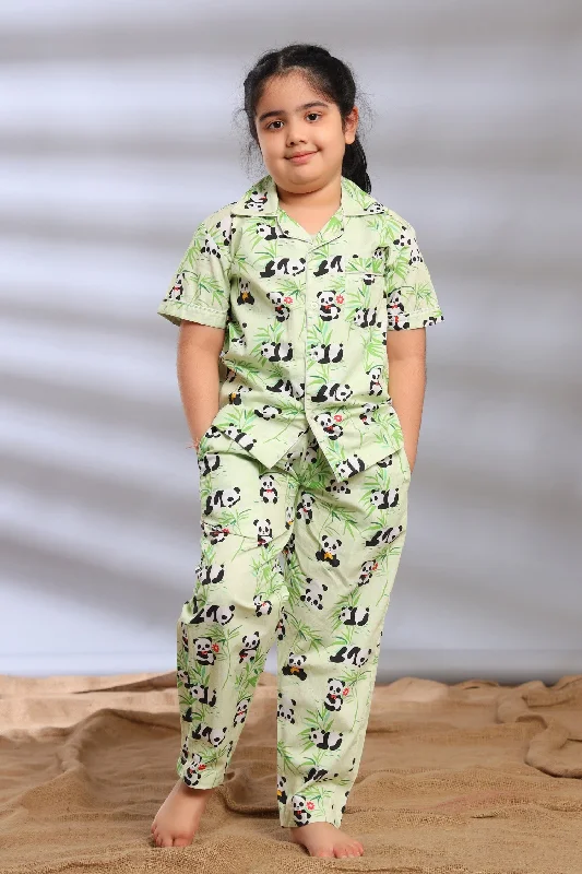 lightweight pajama tops for heat-Panda Pajama Set for Girls