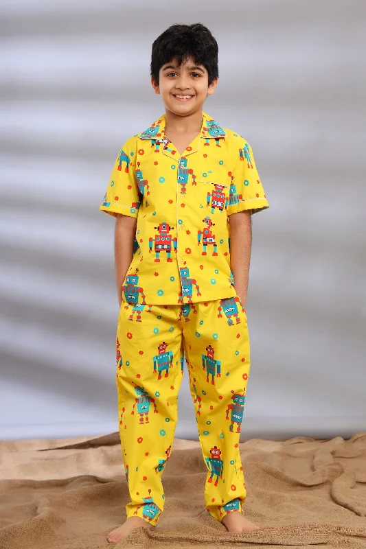 breathable pajamas for humid climates-Robot Pajama Set for Boys