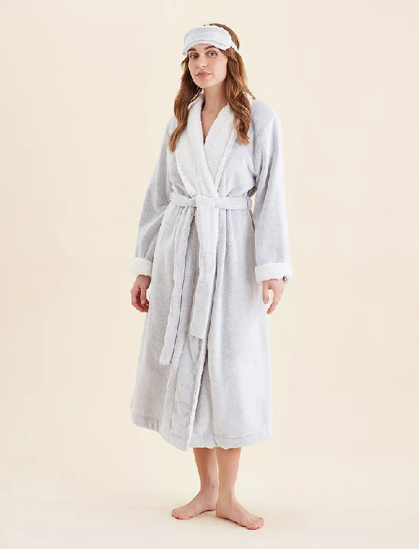 breathable pajamas for humid climates-Plush Sherpa Robe & Sleep Mask