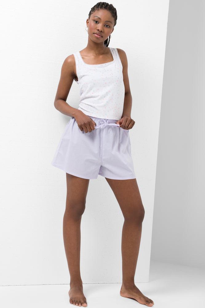 trendy pajamas with bold stripes-Sleep Shorts Lilac