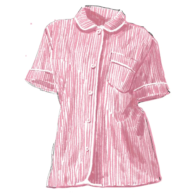 breathable pajamas for long flights-Striped Poplin PJ Shirt