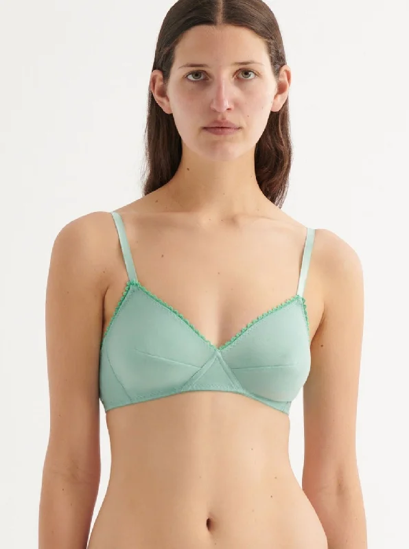 stylish lace briefs for date night-Araks: Antonia Cotton Bralette - Sage