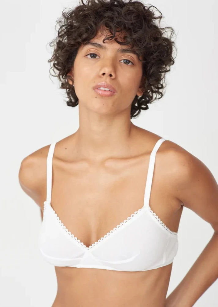 thick period panties for nights-Araks: Antonia Cotton Bralette - White