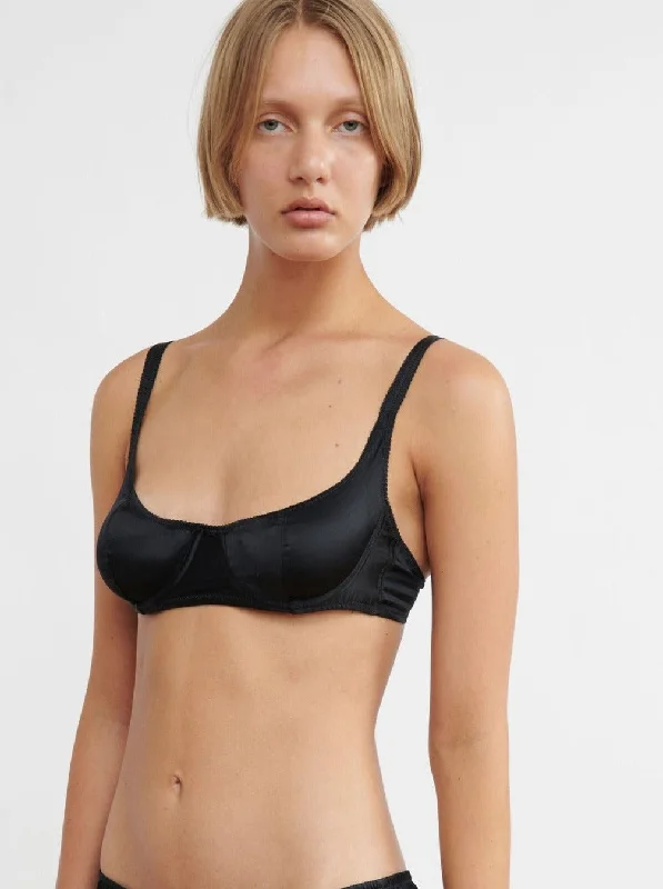 breathable mesh panties for sports-Araks: Gita Silk Underwire Bra - Black