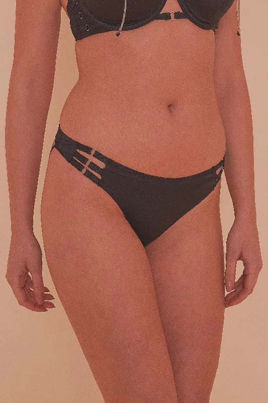 warm underwear for snowy days-Ava Black Strappy Brief