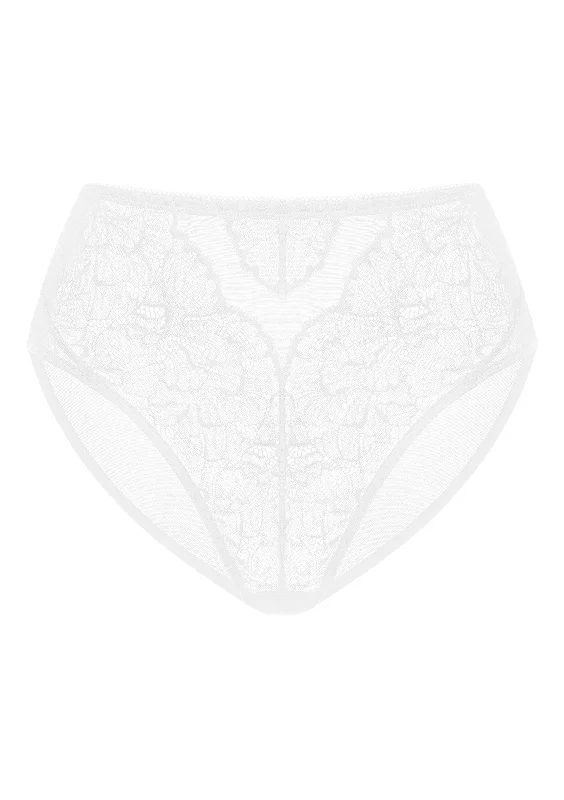 quirky panties with movie themes-Blossom High-Rise White Lace Brief Underwear