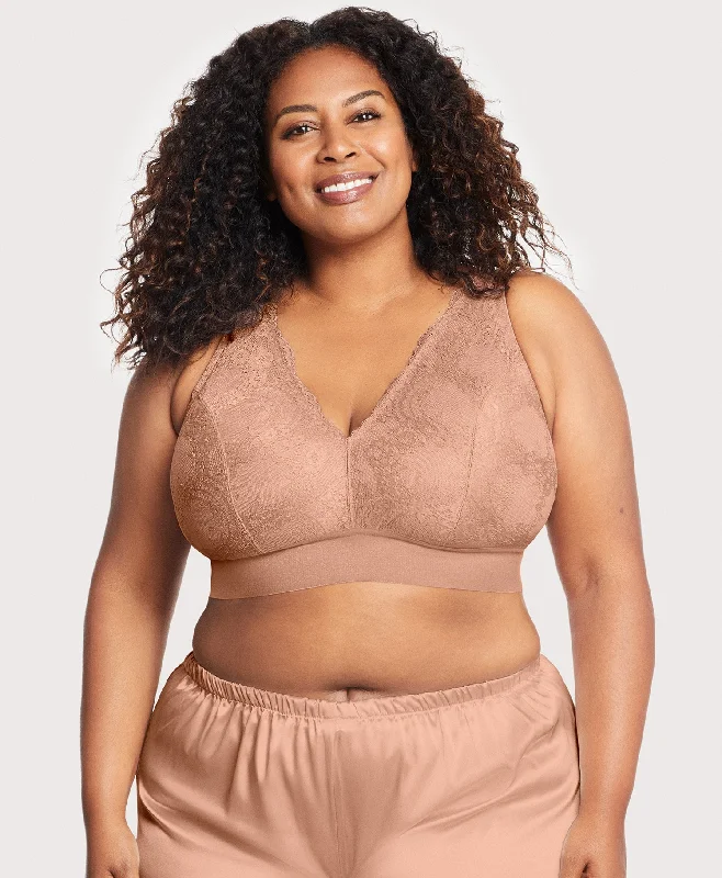 cozy Modal underwear for winter-Bramour Lexington Lace Plunge Bralette Cappuccino