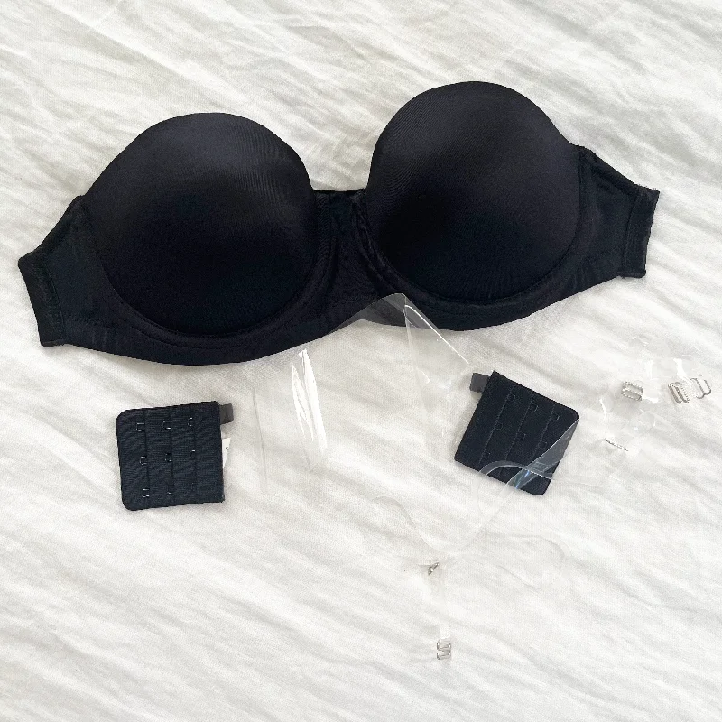 moisture-wicking panties for cycling-Clearly Amazing Clear Black Bra Set