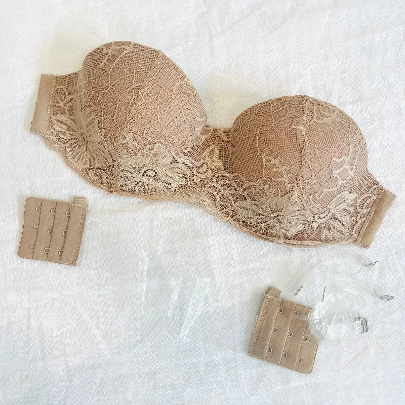 breathable cotton briefs for office-Clearly Amazing Lace Clear/Beige Bra Set