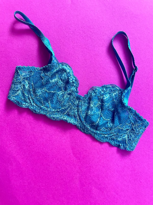 cozy Modal underwear for winter-Clo: Fortuna Lace Demi Underwire Bra - Cendre Blue