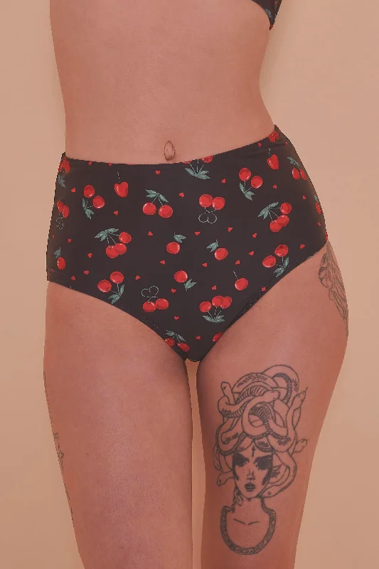 silky modal panties for softness-Cherry Love High Waist Brief